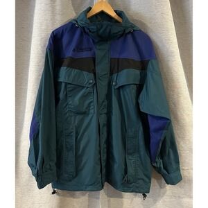 Columbia Jacket Mens Small Green Blue Snowboarding Ski Boulder Ridge Outer Shell